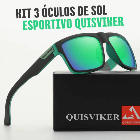 Óculos De Sol Esportivo Quisviker - Polarizado Com Proteção UV400 - Kit 3 Unid.